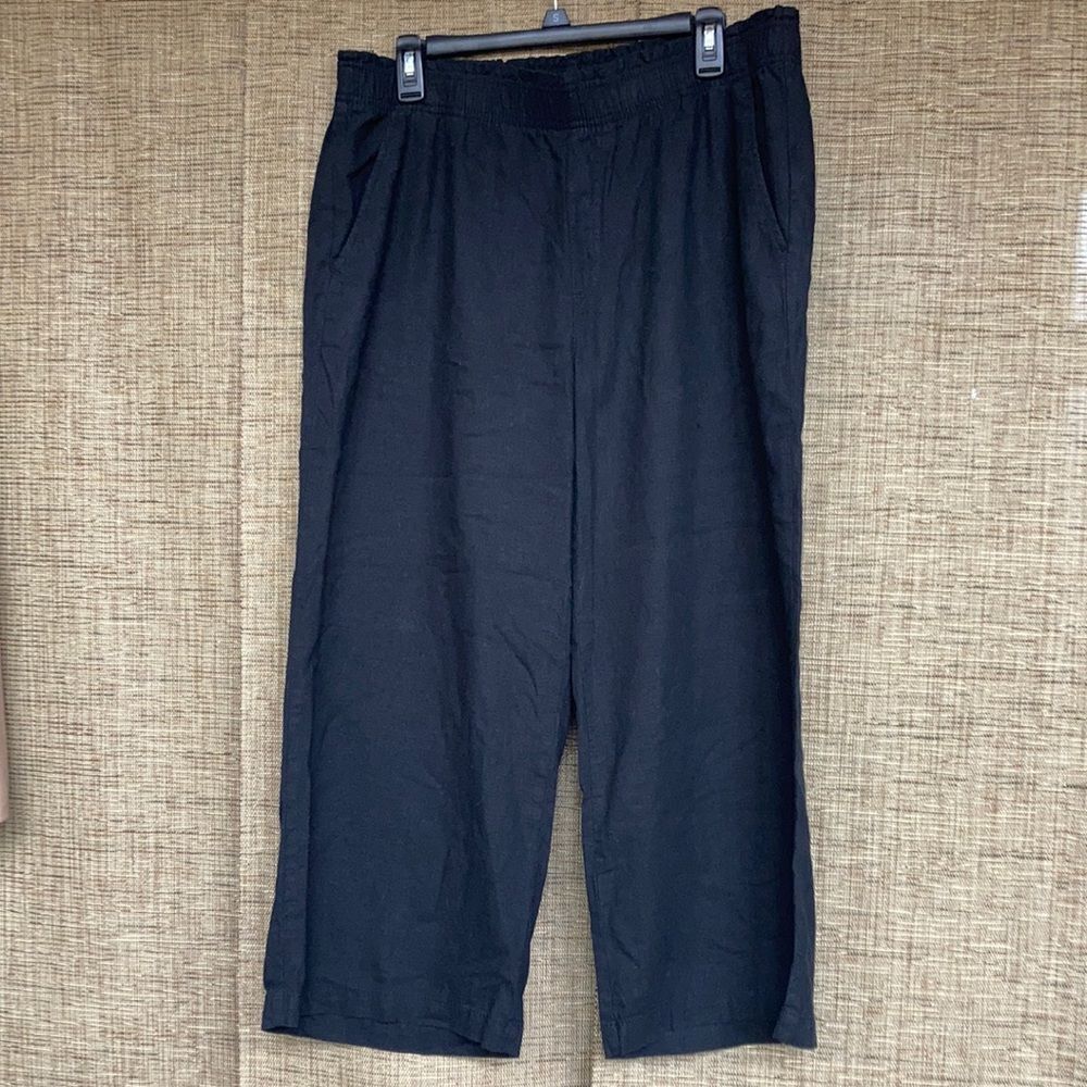 Old Navy linen rayon black wide leg pants